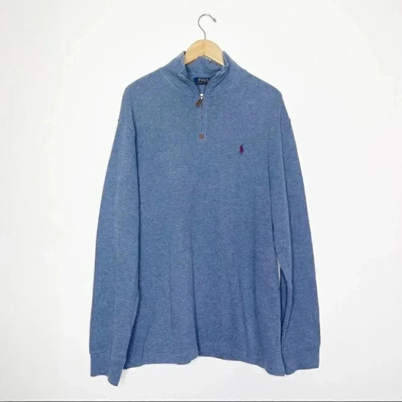 Polo Ralph Lauren Blue Quarter Zip Pullover Sweatshirt Size XL - Picture 2 of 6